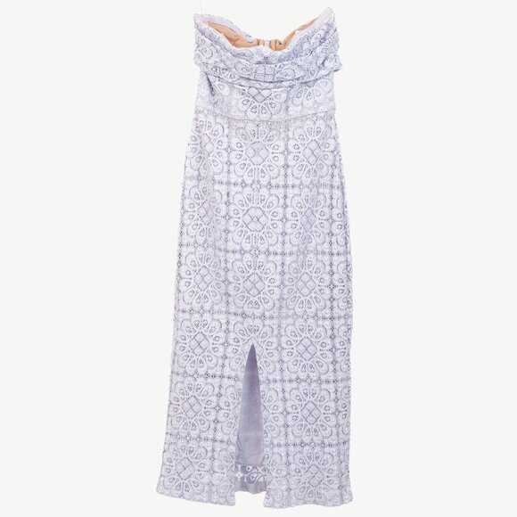 Burberry Prorsum SS/14 Pale Lavender Cotton Lace Bustier Strapless Dress - Picture 3 of 13